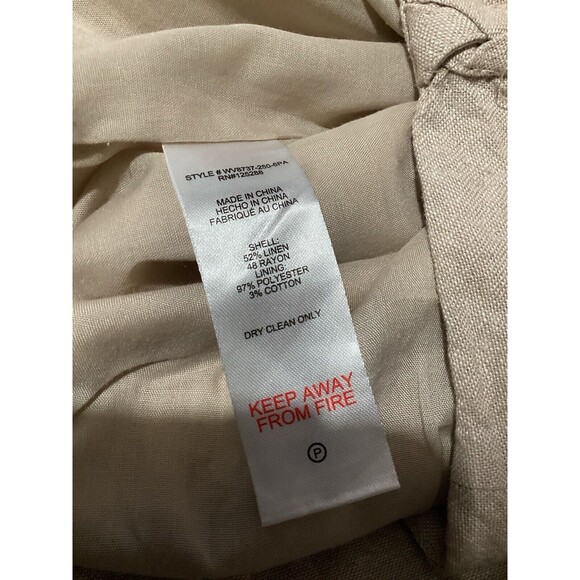 Jason Wu Linen Blend Tan Khaki High Rise Trousers Braid Accent 6 Cropped - Picture 7 of 9